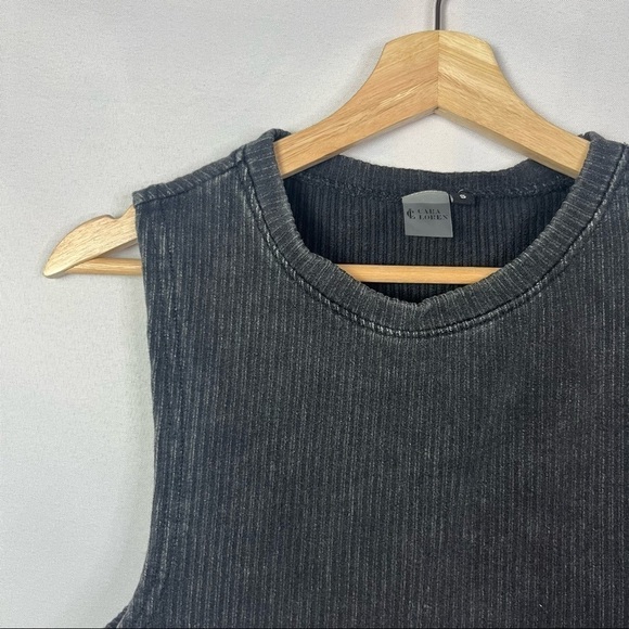 Cara Loren Active Faded Black Ribbed Crop Athletic Tank Top M - Picture 4 of 4